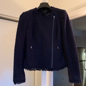J. Crew navy tweed moto jacket